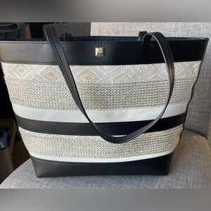 Kate Landry Black and Cream Tote NWOT